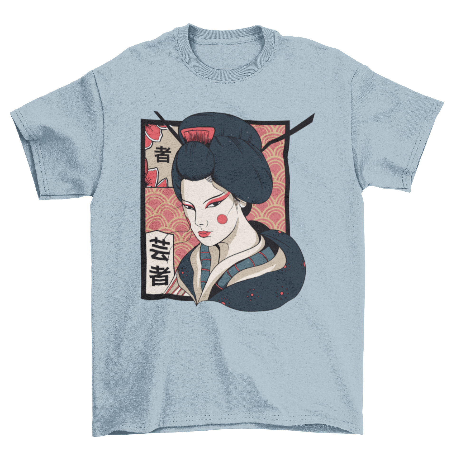 Traditional Geisha T-shirt featuring an elegant illustration of a geisha in traditional Japanese art style.