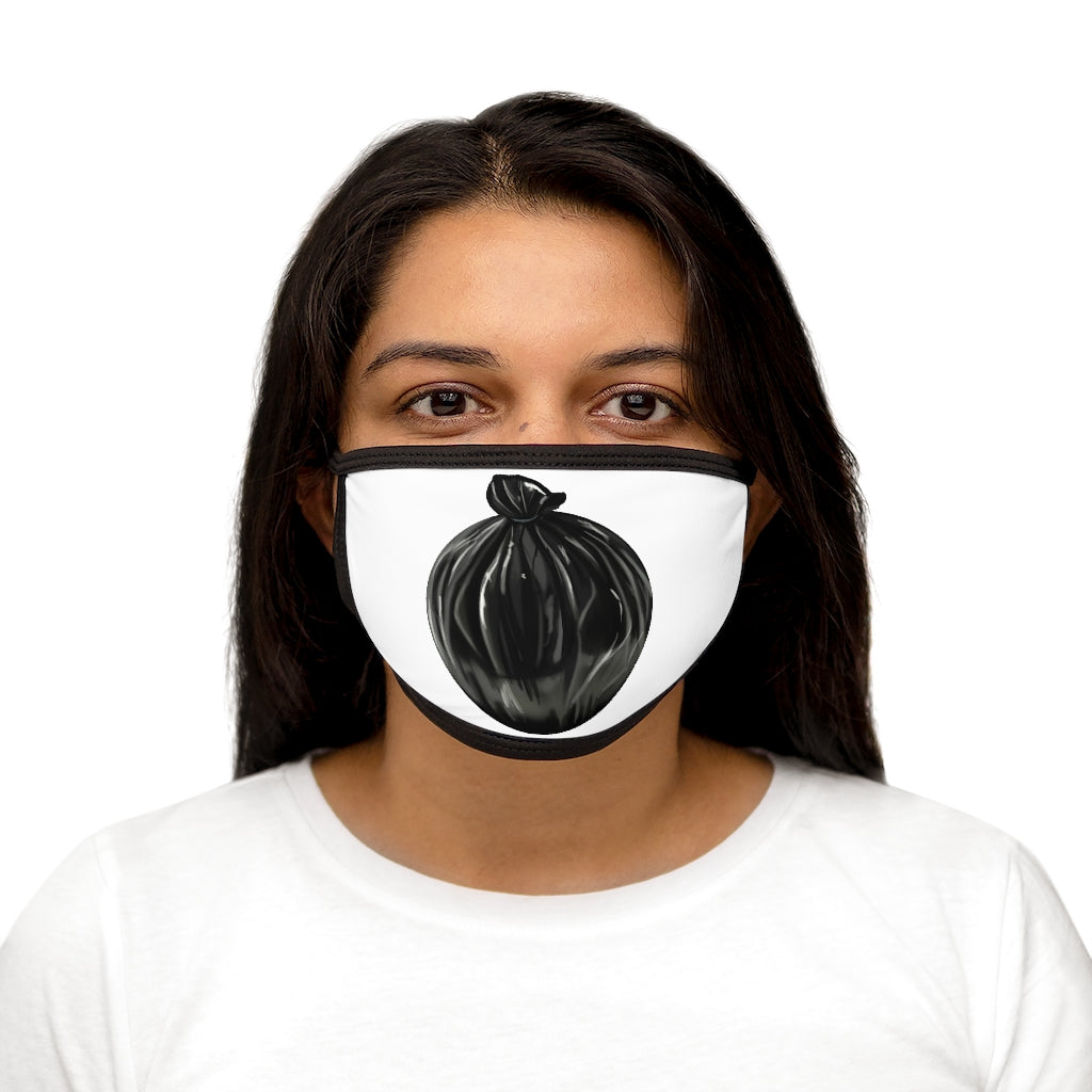 Trash Bag Mixed-Fabric Face Mask featuring a black outer edge and earloops, made from polyester and cotton for comfort and style.