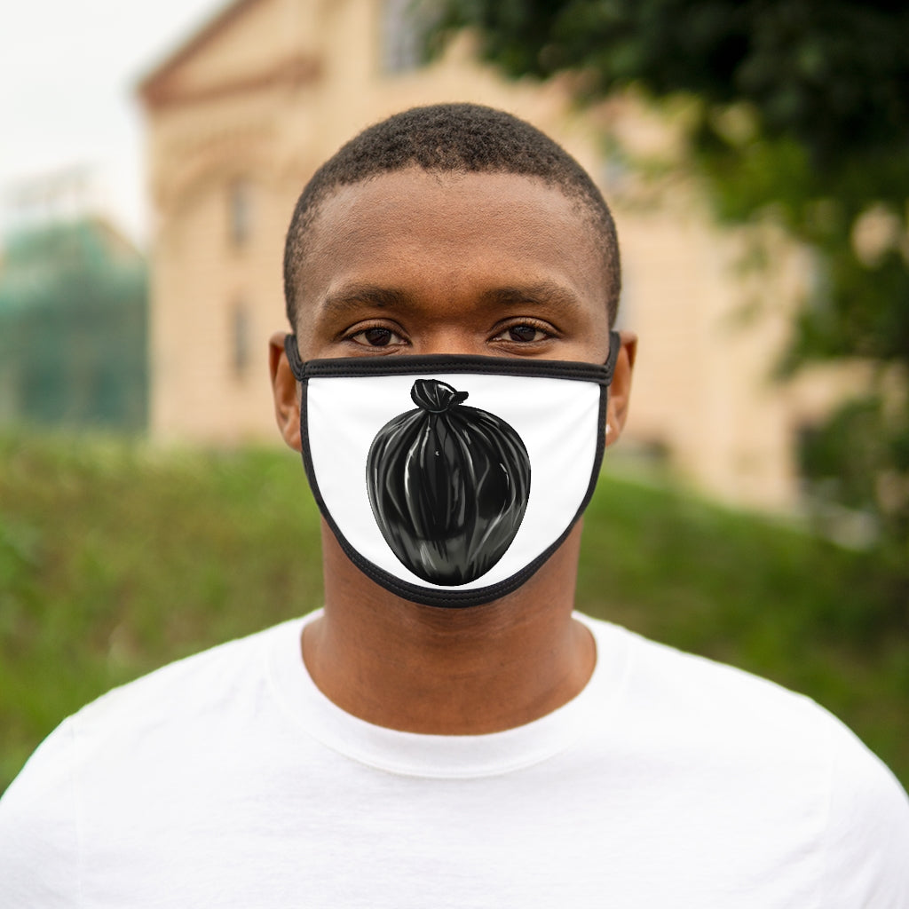 Trash Bag Mixed-Fabric Face Mask featuring a black outer edge and earloops, made from polyester and cotton for comfort and style.