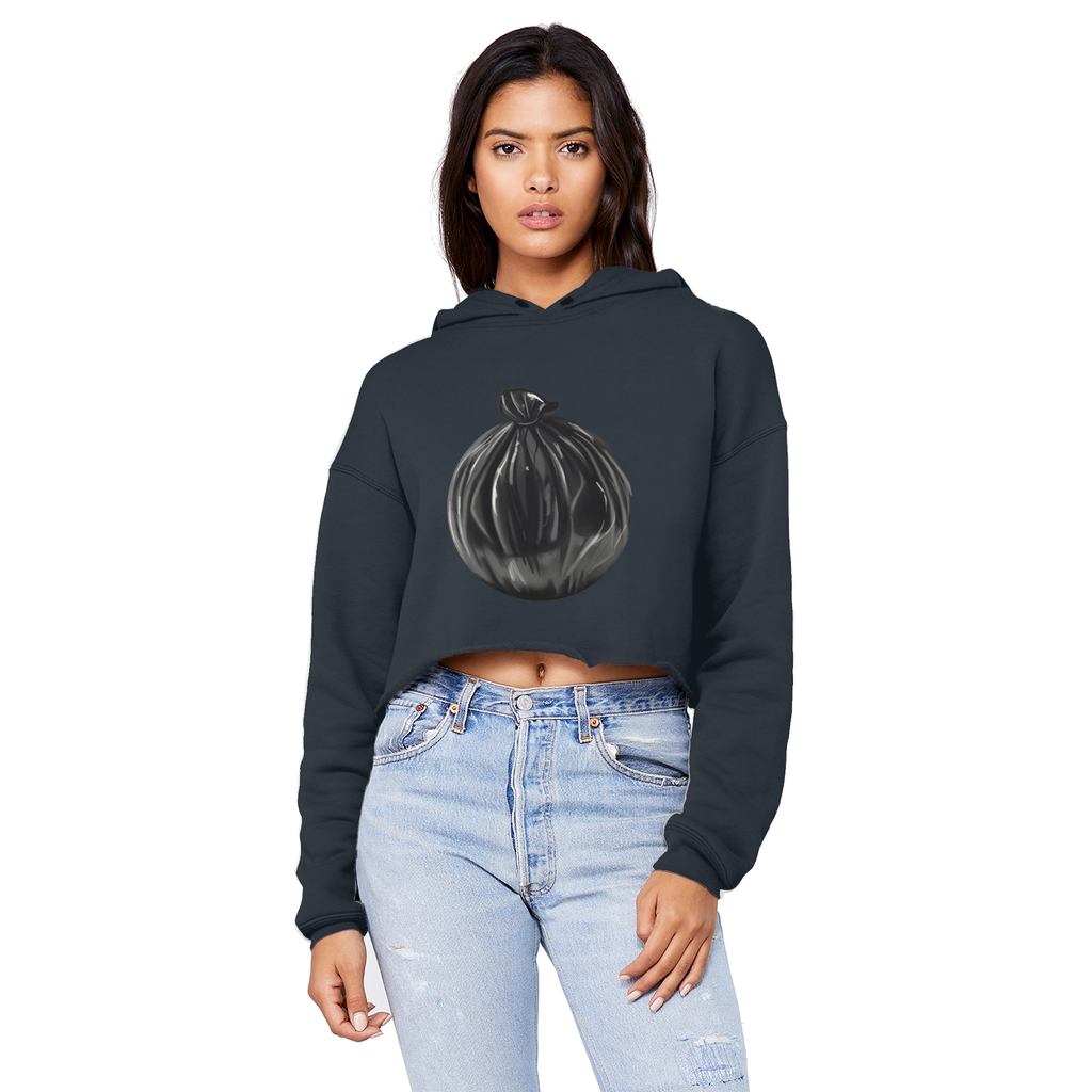 Trash Bag Unisex Cropped Raw Edge Boyfriend Hoodie in various colors, showcasing its trendy cropped design and soft fabric.