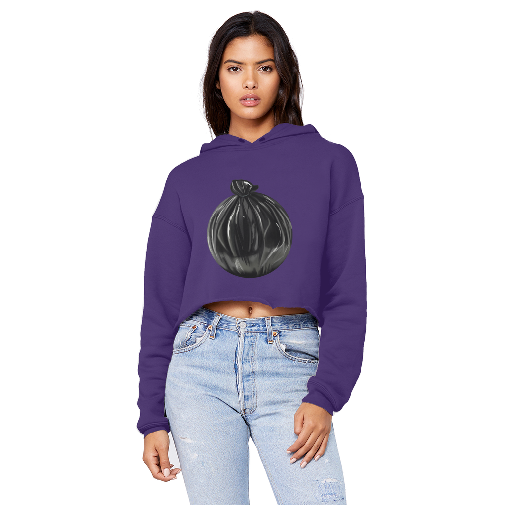 Trash Bag Unisex Cropped Raw Edge Boyfriend Hoodie in various colors, showcasing its trendy cropped design and soft fabric.