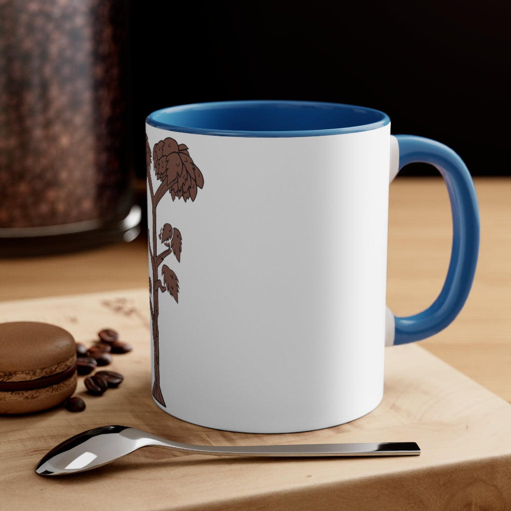 Tree Accent Coffee Mug, 11oz with two-tone design and comfortable C-handle, perfect for coffee lovers.