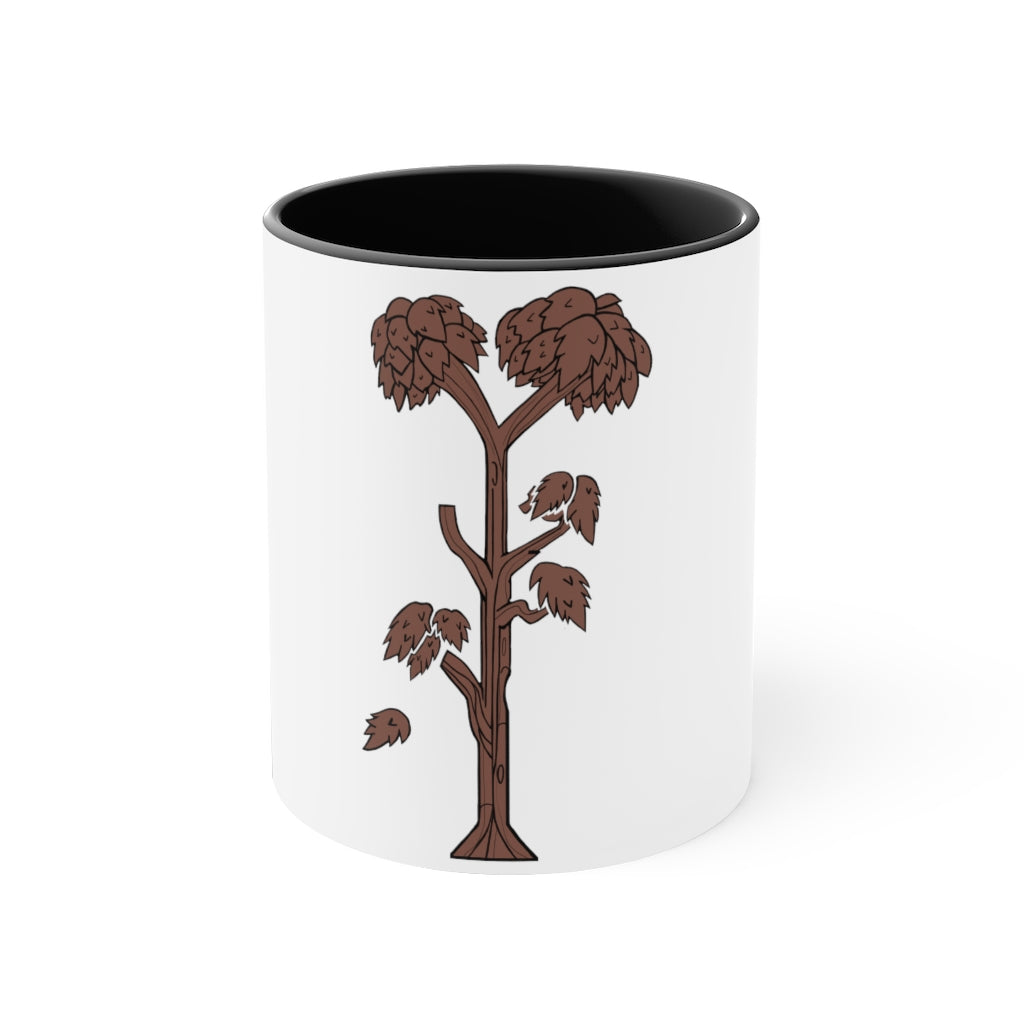 Tree Accent Coffee Mug, 11oz with two-tone design and comfortable C-handle, perfect for coffee lovers.