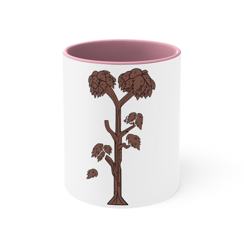 Tree Accent Coffee Mug, 11oz with two-tone design and comfortable C-handle, perfect for coffee lovers.