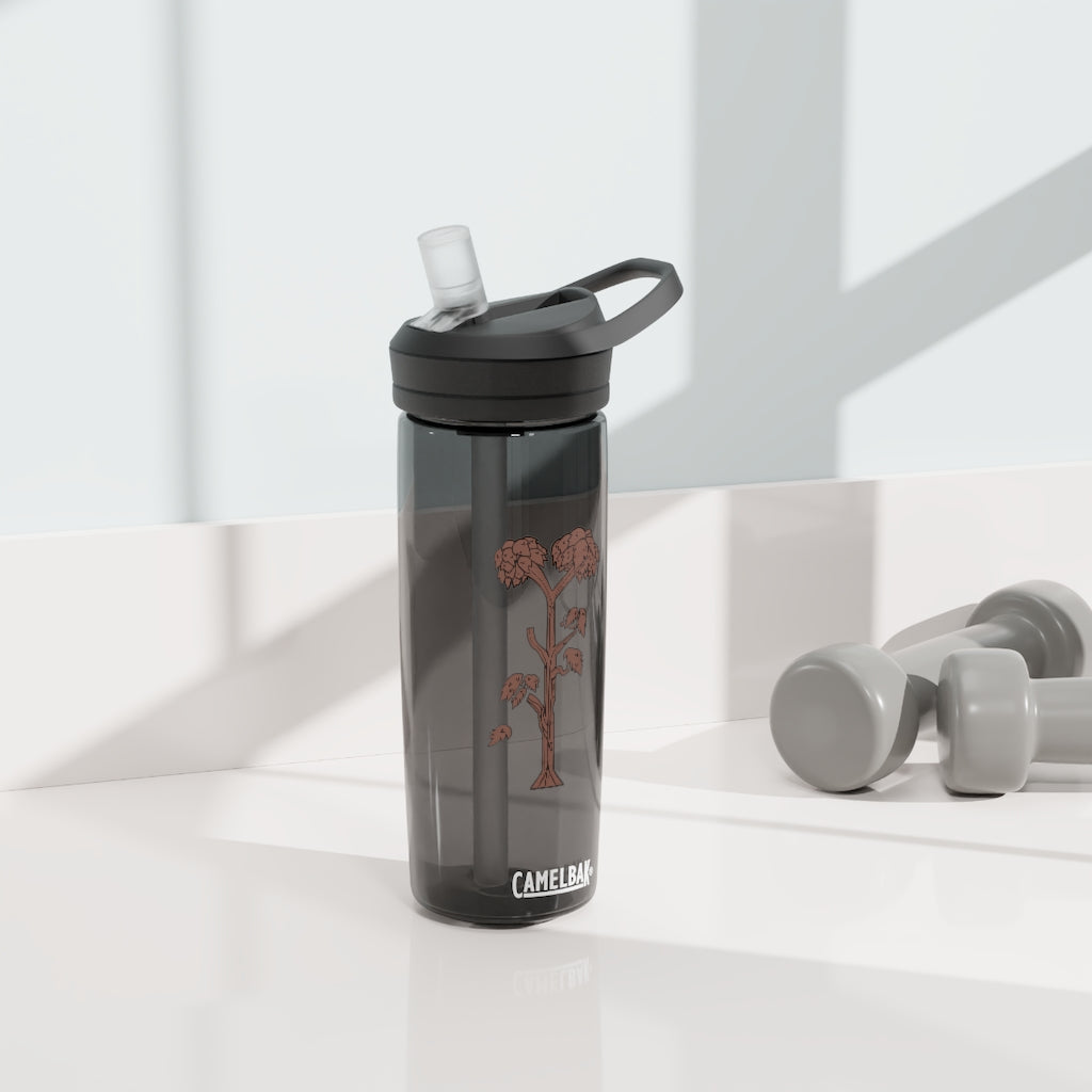 Tree CamelBak Eddy® Water Bottle in 20oz and 25oz sizes, showcasing its durable Tritan™ material and spill-proof design.