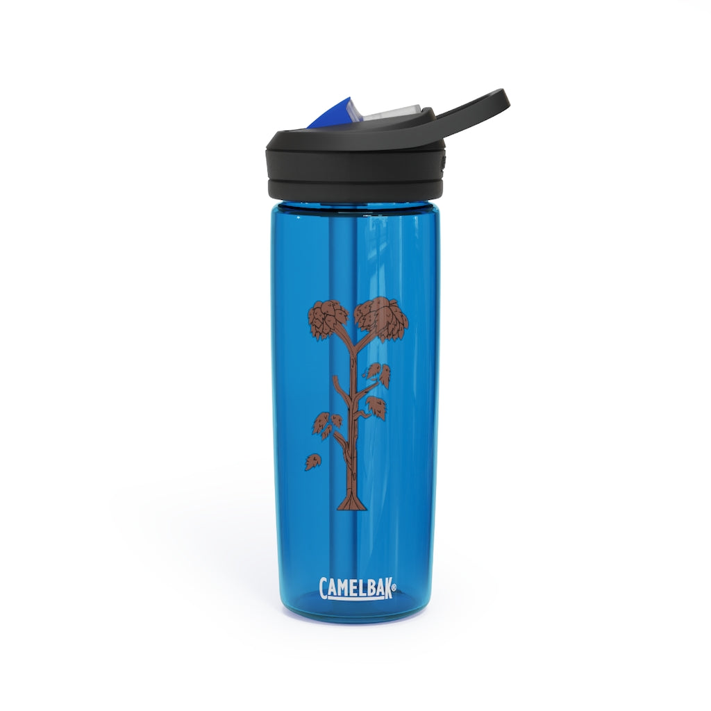 Tree CamelBak Eddy® Water Bottle in 20oz and 25oz sizes, showcasing its durable Tritan™ material and spill-proof design.