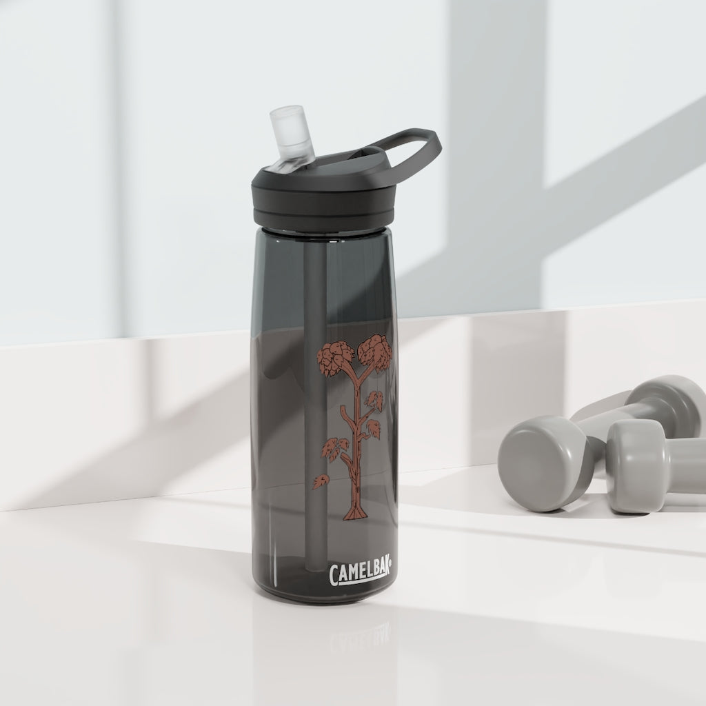 Tree CamelBak Eddy® Water Bottle in 20oz and 25oz sizes, showcasing its durable Tritan™ material and spill-proof design.