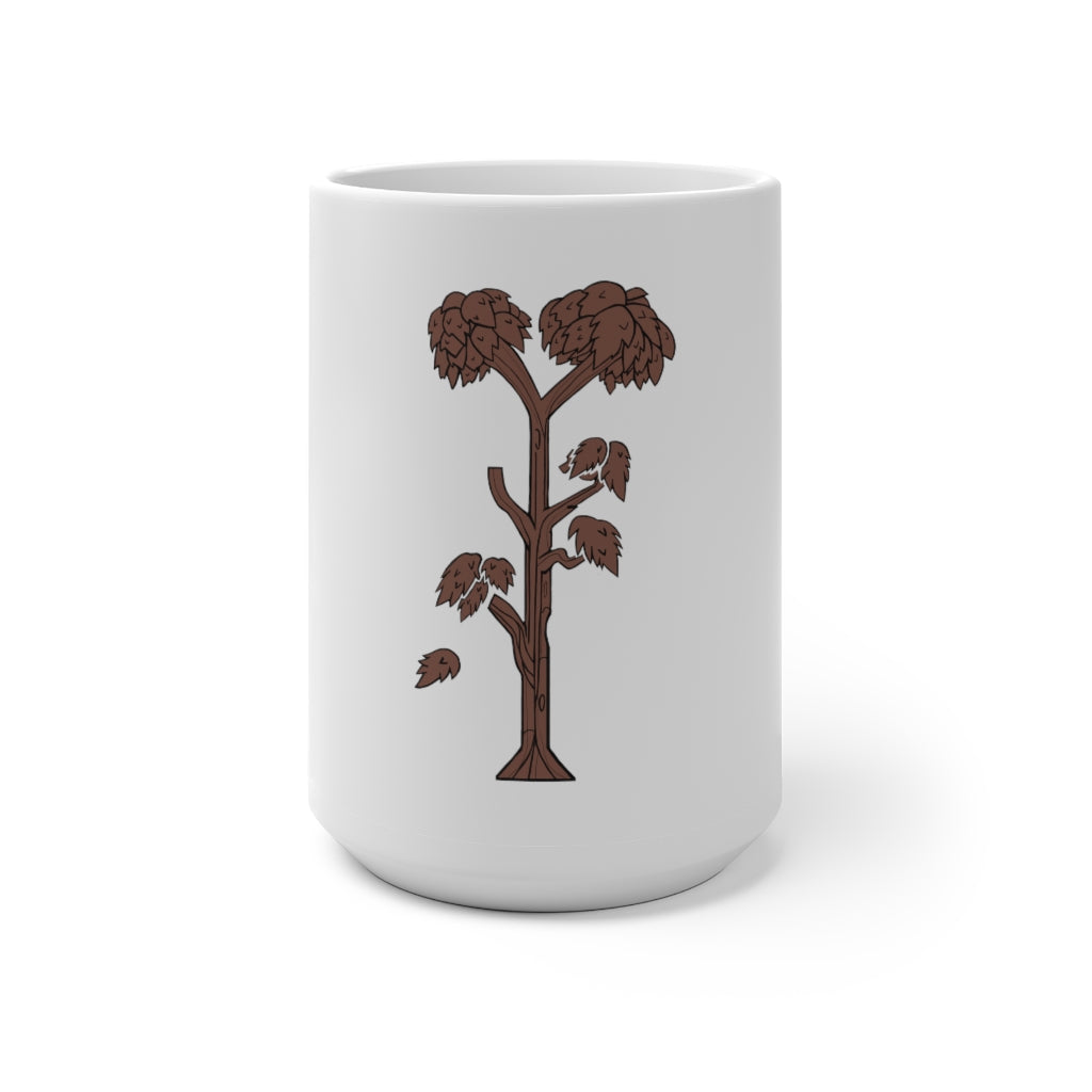 Tree Color Changing Mug showcasing vibrant colors when filled with hot liquid, featuring a white ceramic design and C-handle.