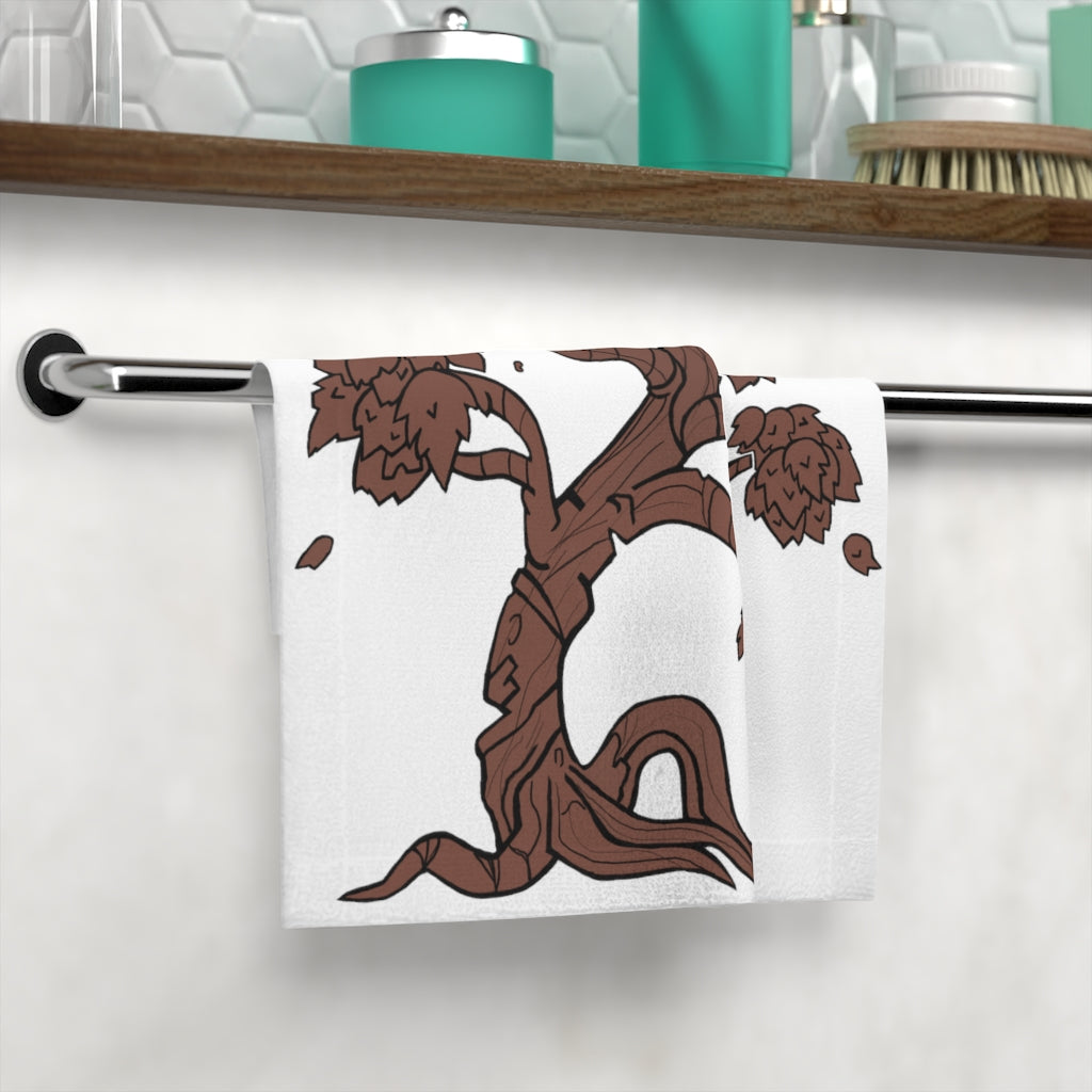 Tree Face Towel featuring a customizable polyester front and soft cotton back, ideal for drying and personal expression.