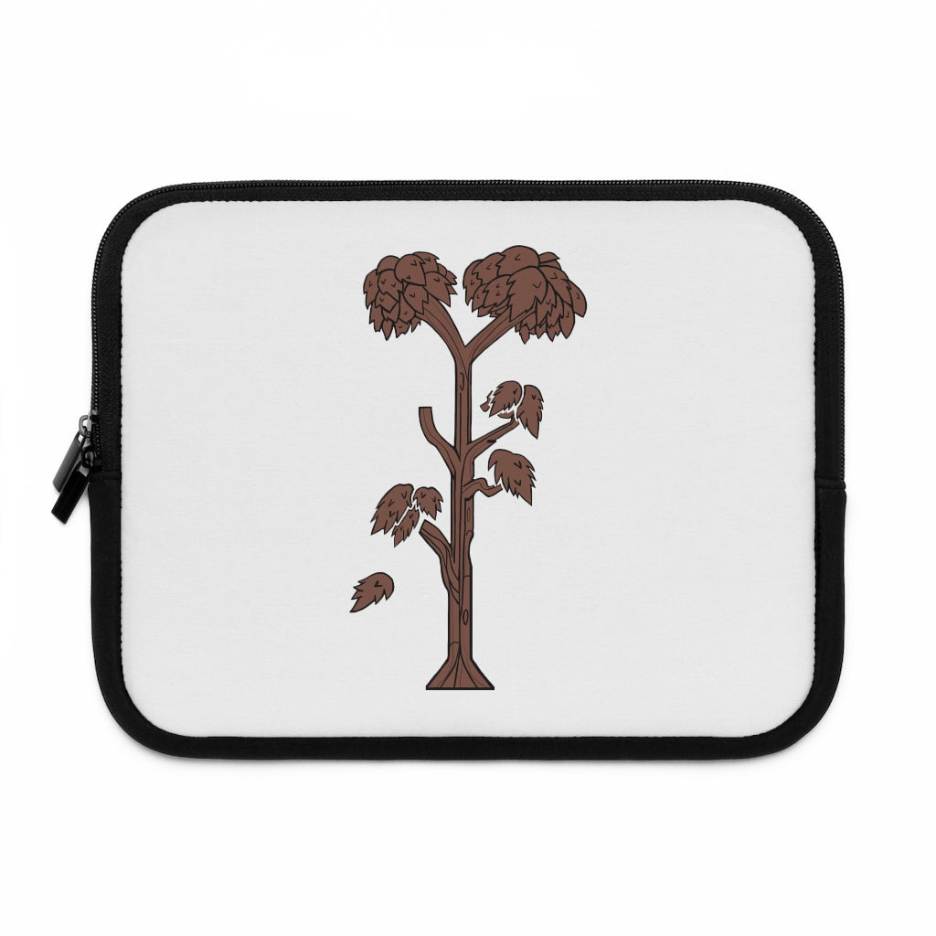 Tree Laptop Sleeve featuring a customizable front design and black polyester back, ideal for protecting laptops during travel.