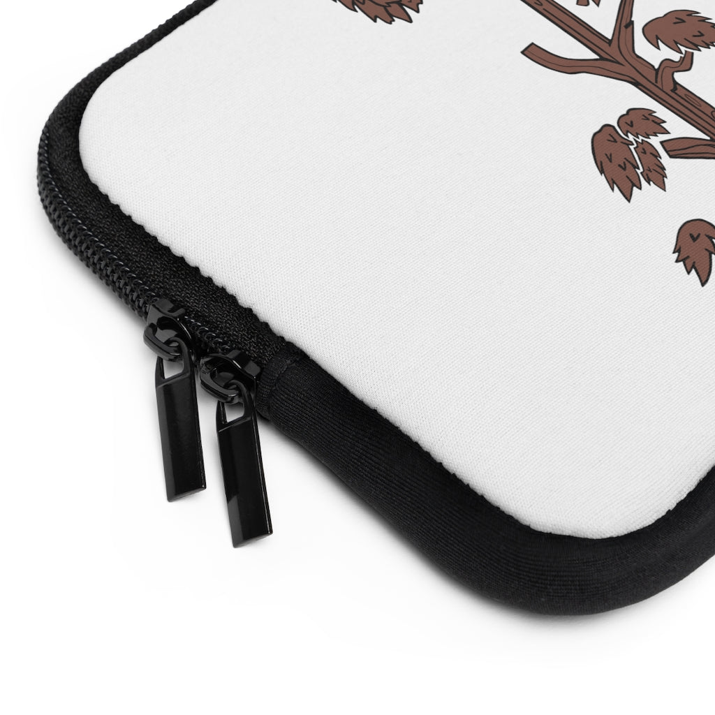 Tree Laptop Sleeve featuring a customizable front design and black polyester back, ideal for protecting laptops during travel.