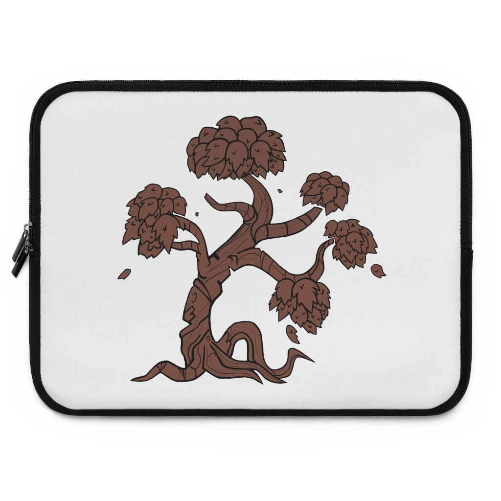 Tree Laptop Sleeve featuring a customizable front design and solid black back, made from water-resistant neoprene material.