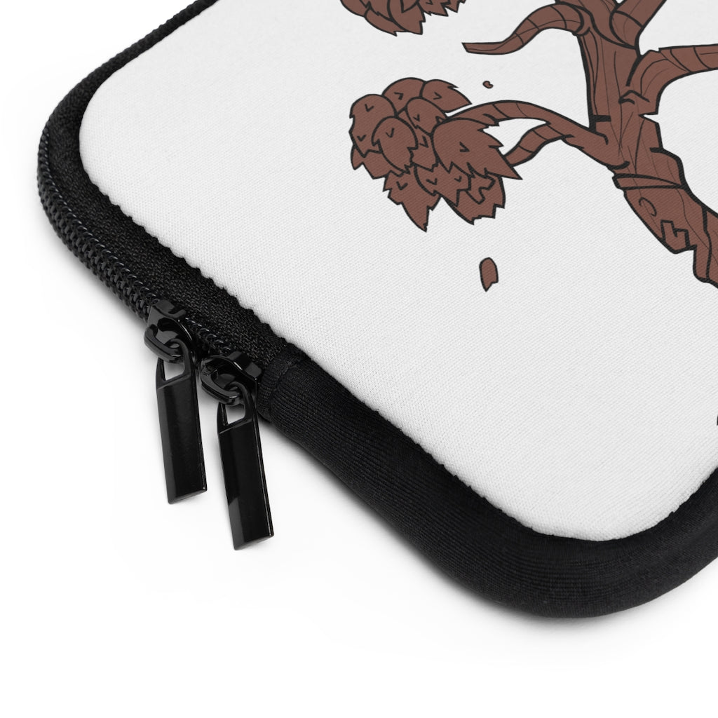 Tree Laptop Sleeve featuring a customizable front design and solid black back, made from water-resistant neoprene material.