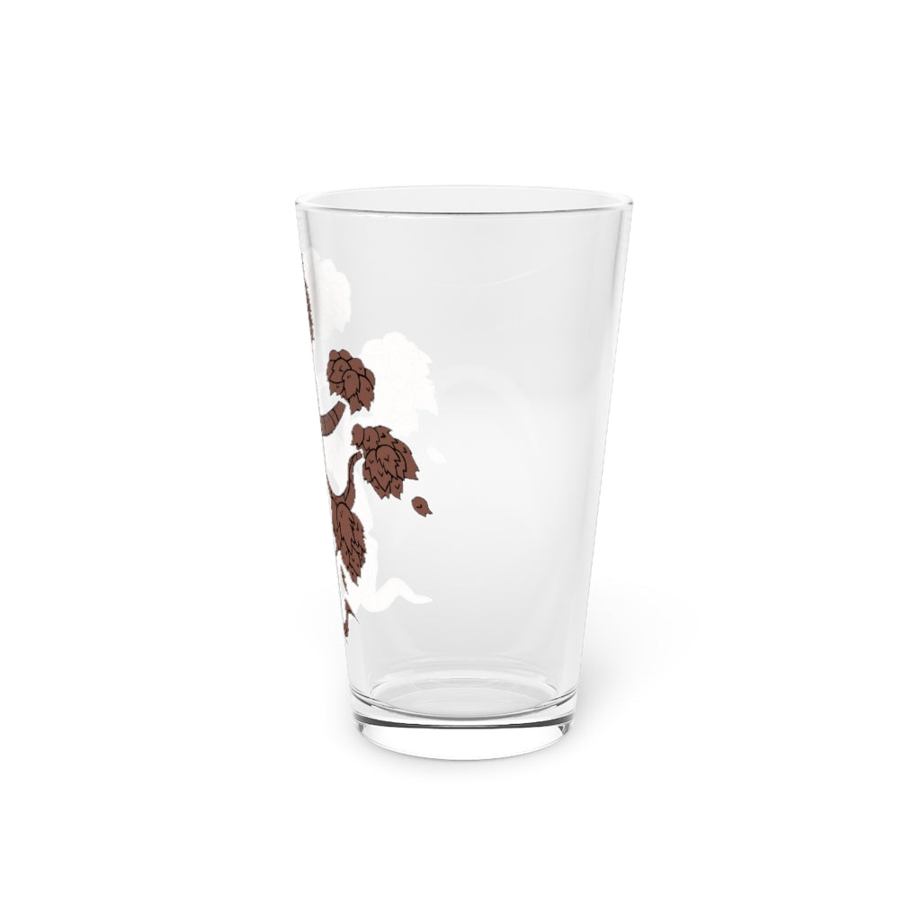 A clear 16oz Tree Pint Glass showcasing a customizable design, perfect for beverages and gifting.