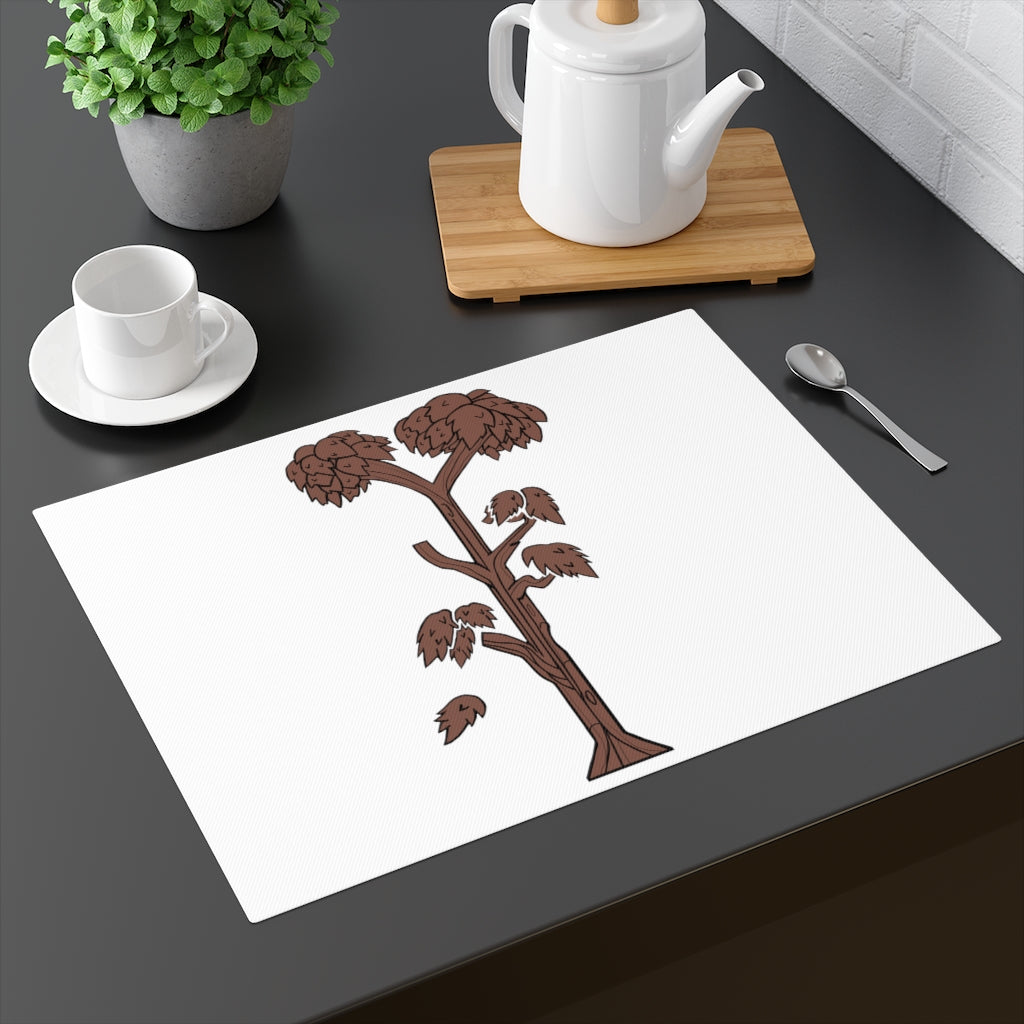 Tree Placemat featuring a unique design with a natural back, made from durable cotton, perfect for enhancing dining experiences.