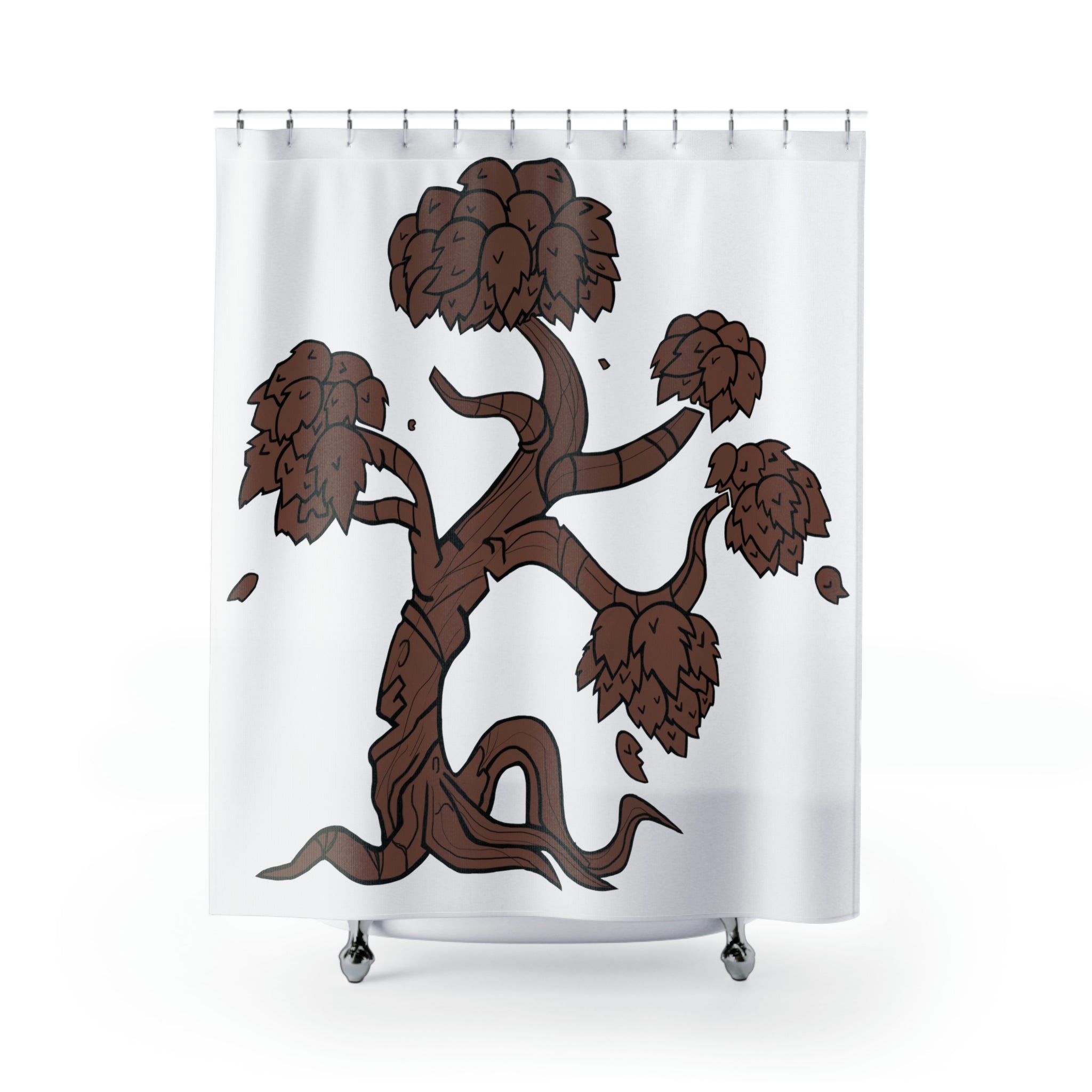 A vibrant Tree Shower Curtain featuring a beautiful nature-inspired design, made from durable polyester fabric.