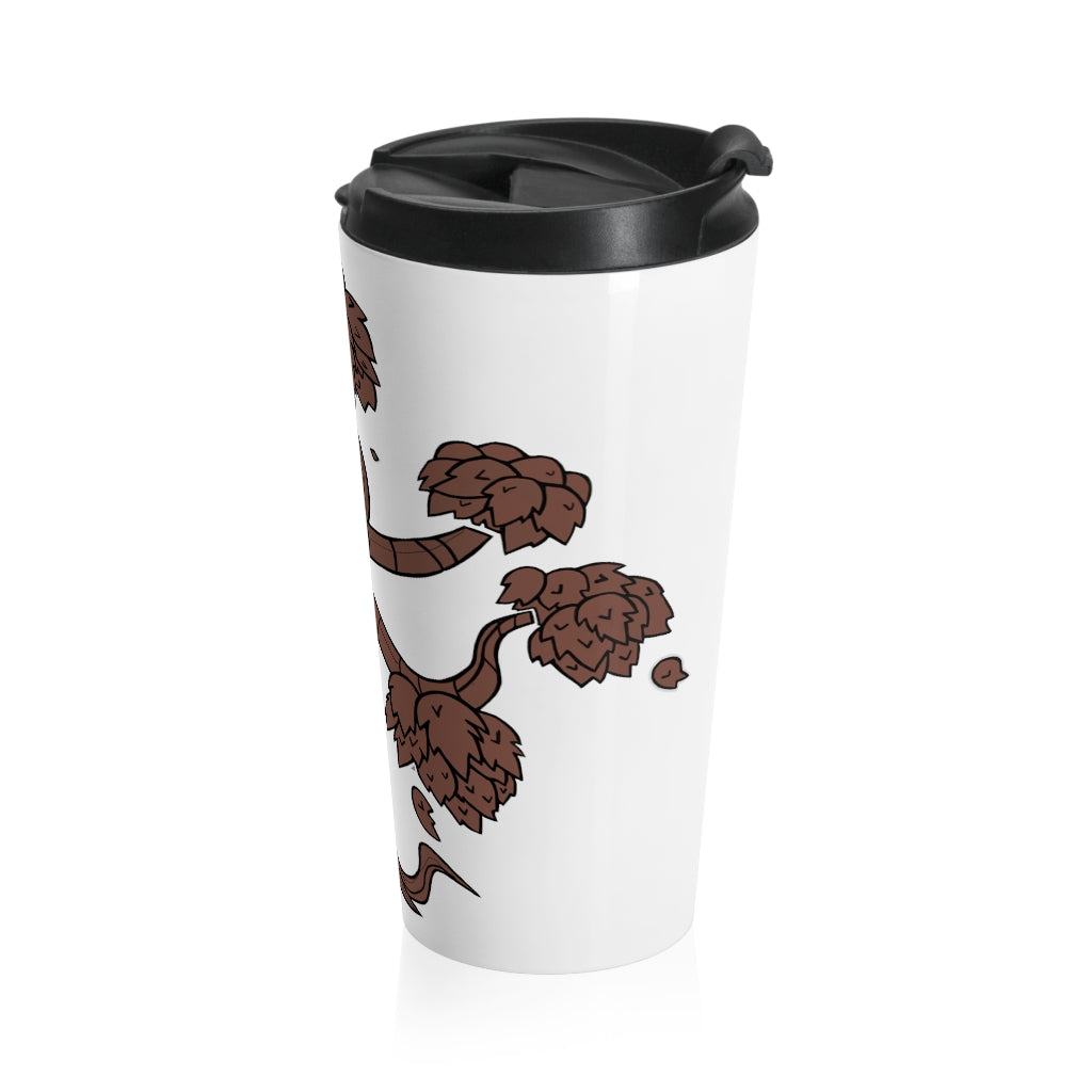 Tree Stainless Steel Travel Mug with black lid and vibrant design, perfect for coffee and tea lovers.