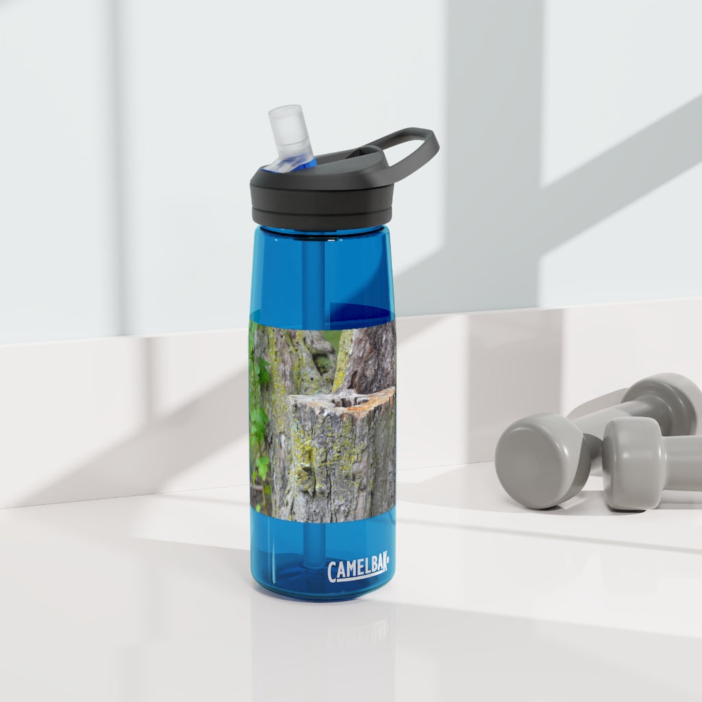 Tree Stump CamelBak Eddy® Water Bottle in 20oz and 25oz sizes, showcasing its durable design and personalized style.