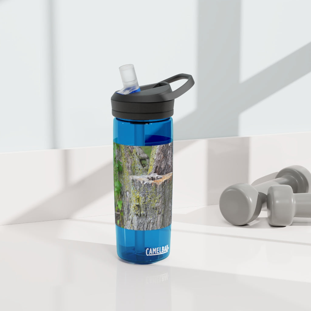 Tree Stump CamelBak Eddy® Water Bottle in 20oz and 25oz sizes, showcasing its durable design and personalized style.