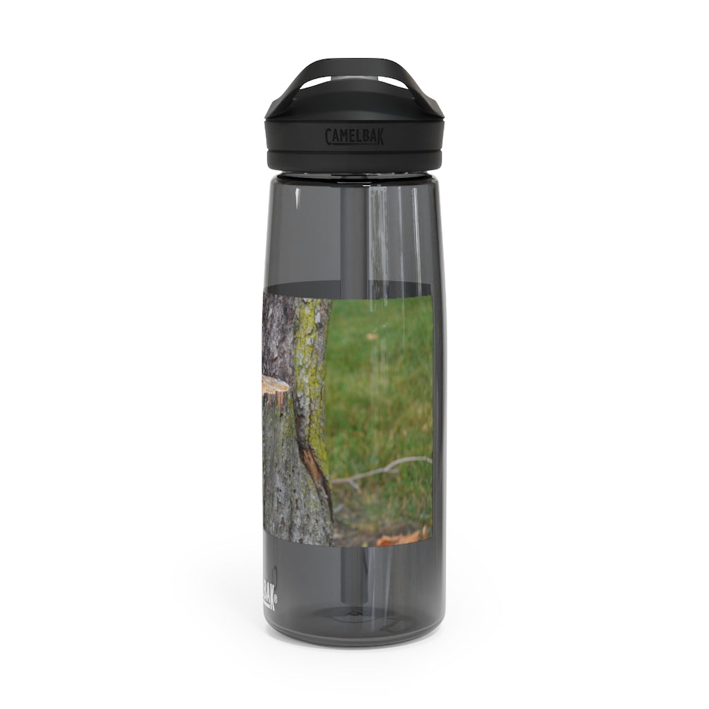 Tree Stump CamelBak Eddy® Water Bottle in 20oz and 25oz sizes, showcasing its durable design and personalized style.