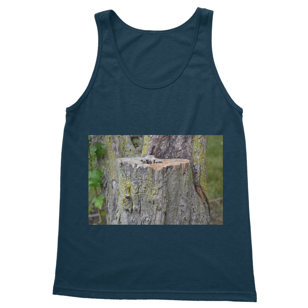 Tree Stump Classic Adult Vest Top in various colors, showcasing its unisex design and high-quality fabric.