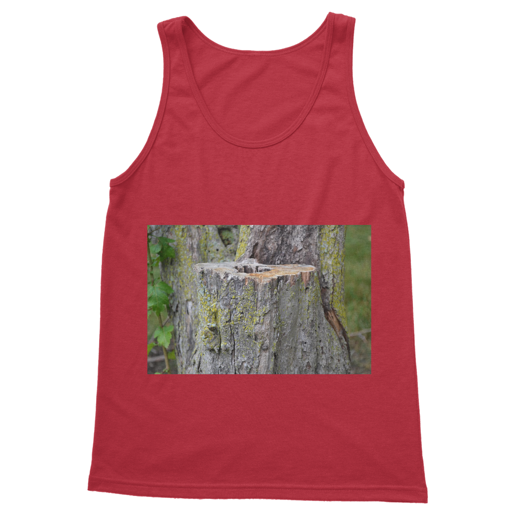 Tree Stump Classic Adult Vest Top in various colors, showcasing its unisex design and high-quality fabric.