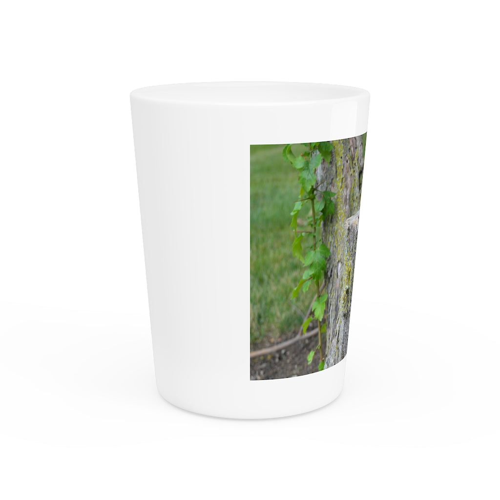 Ceramic Tree Stump Shot Glass with customizable interior options.