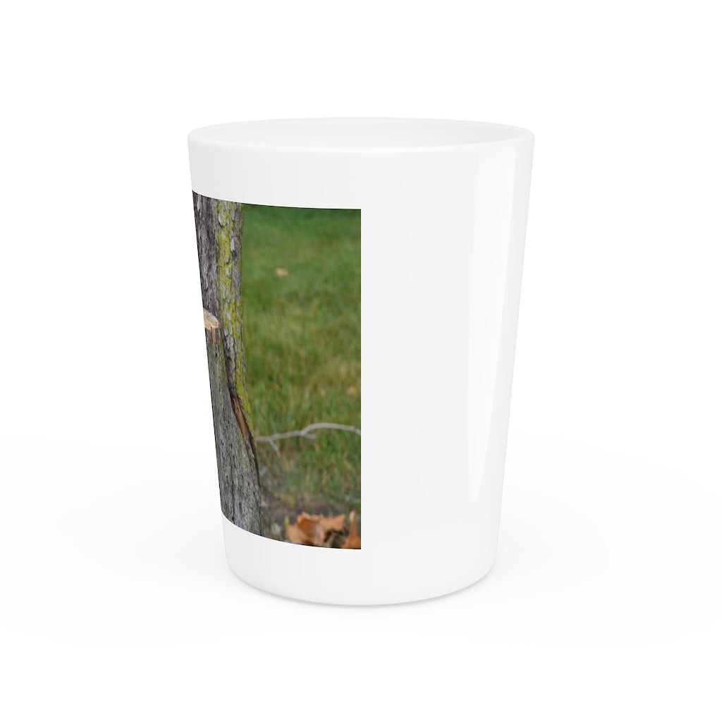 Ceramic Tree Stump Shot Glass with customizable interior options.