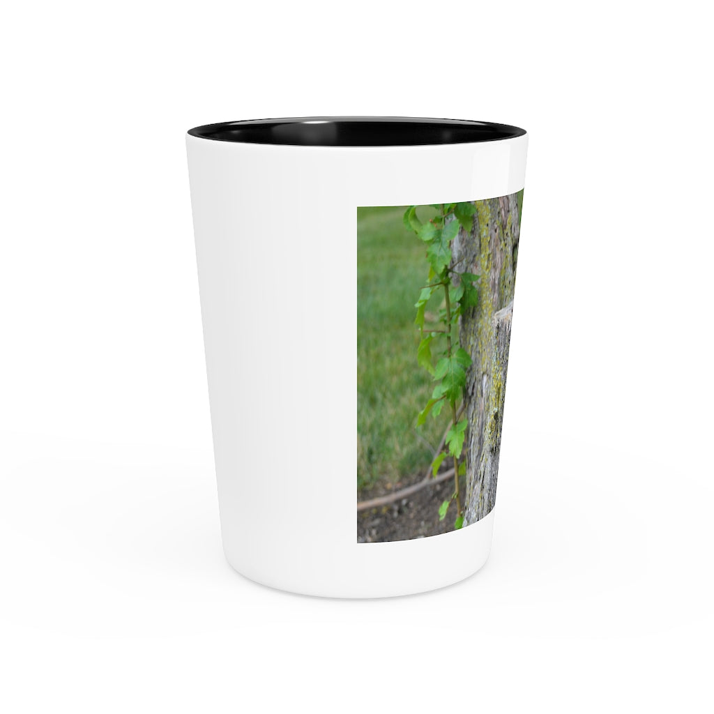 Ceramic Tree Stump Shot Glass with customizable interior options.