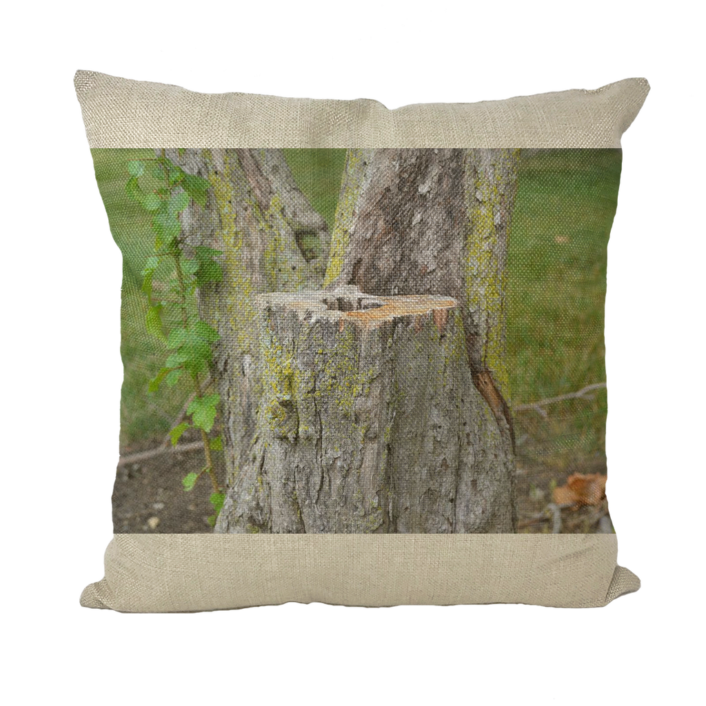 Tree Stump Throw Pillows in various styles and colors, showcasing their unique designs and high-quality materials.