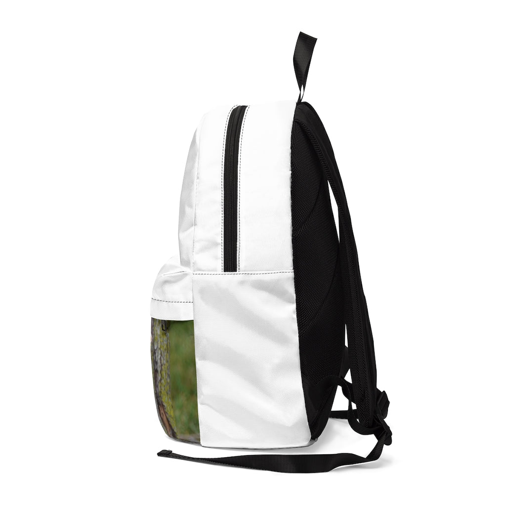 Tree Stump Unisex Classic Backpack in vibrant colors, showcasing adjustable straps and durable nylon material.