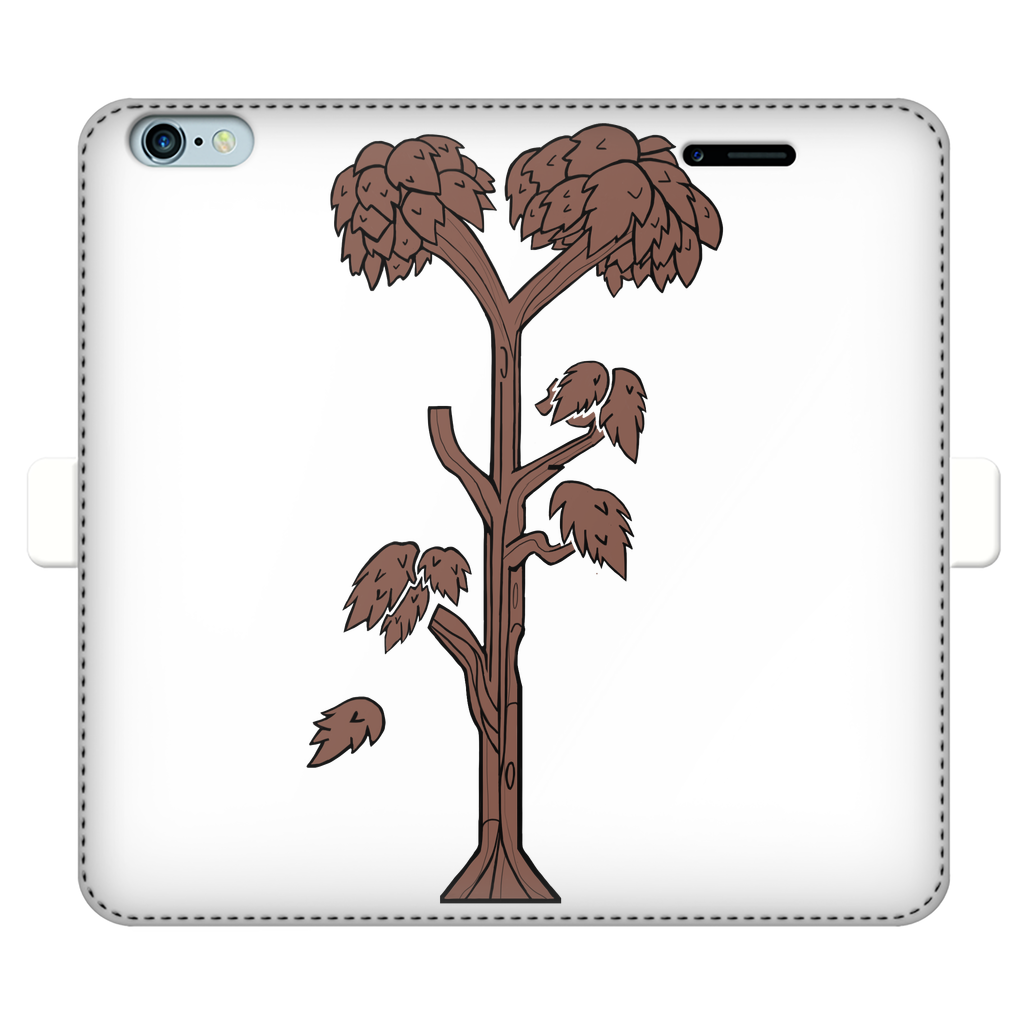 A stylish Trees Fully Printed Wallet Case featuring vibrant tree designs, made of faux leather with a magnetic closure, suitable for iPhone and Samsung models.