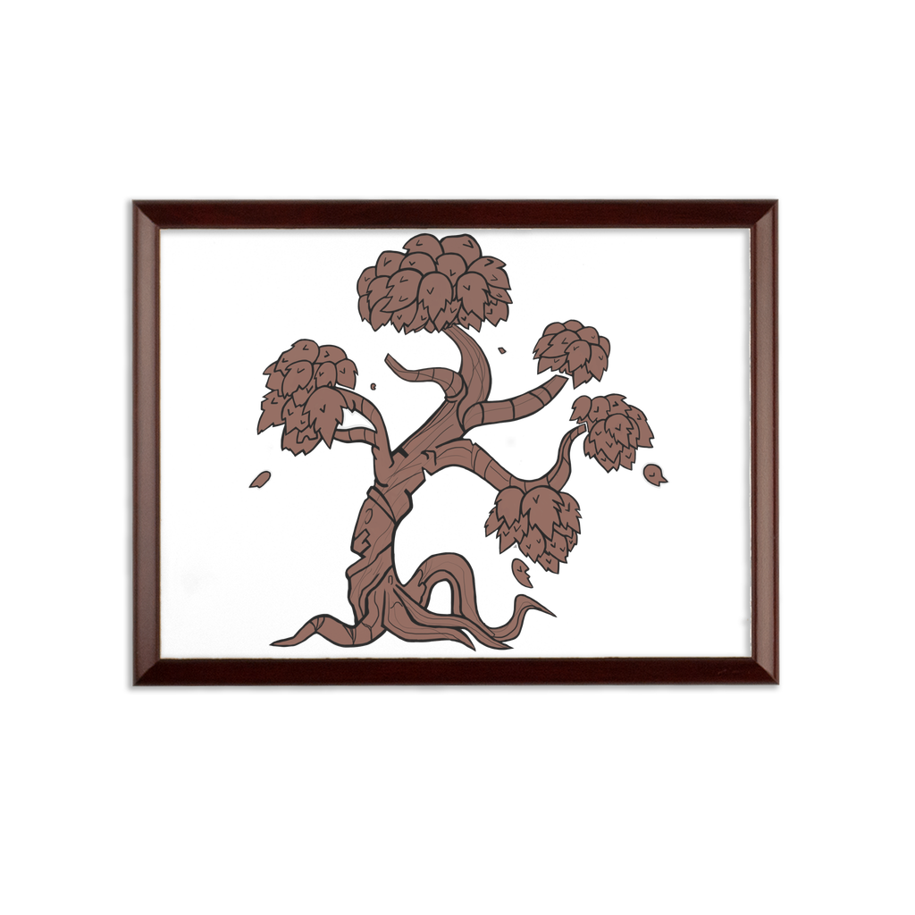 Trees Sublimation Wall Plaque with brown wooden frame and white printable surface, showcasing customizable design options.