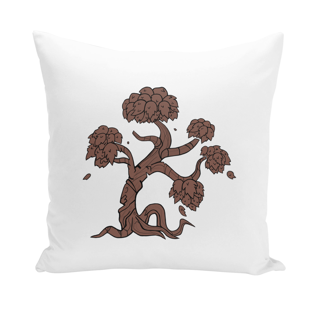 A collection of Trees Throw Pillows in various styles including linen, canvas, and suede, showcasing their vibrant designs and textures.