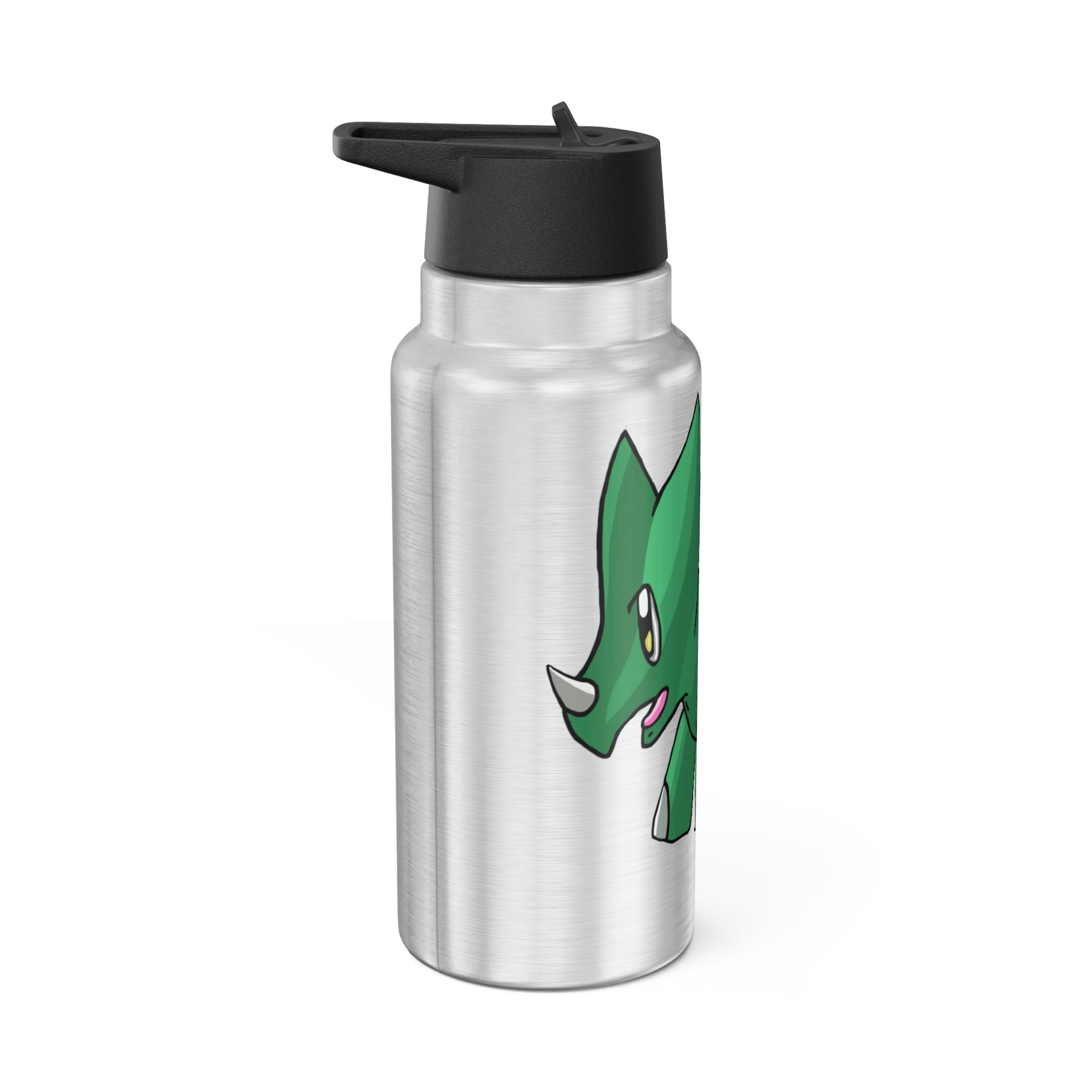 Treevetop Gator Tumbler in stainless steel with a black cap and straw, showcasing customizable design options.