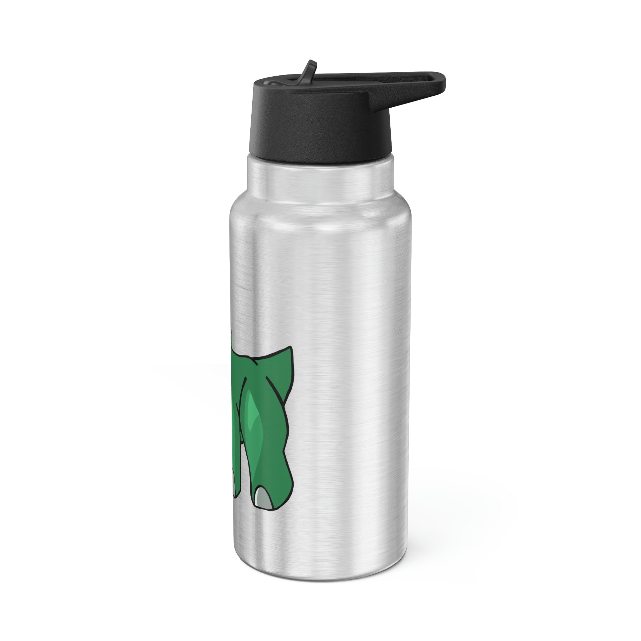 Treevetop Gator Tumbler in stainless steel with a black cap and straw, showcasing customizable design options.