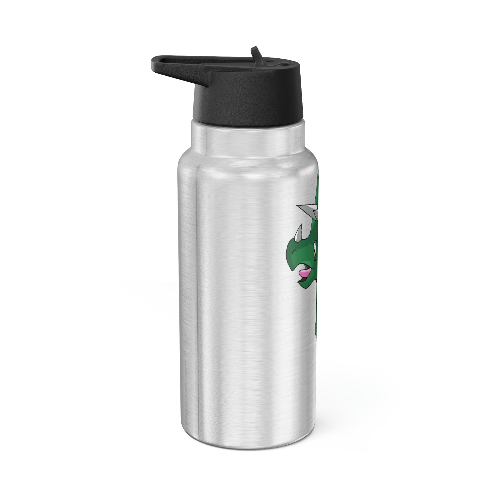 Treevetop Gator Tumbler in stainless steel with a black cap and straw, showcasing a customizable design.