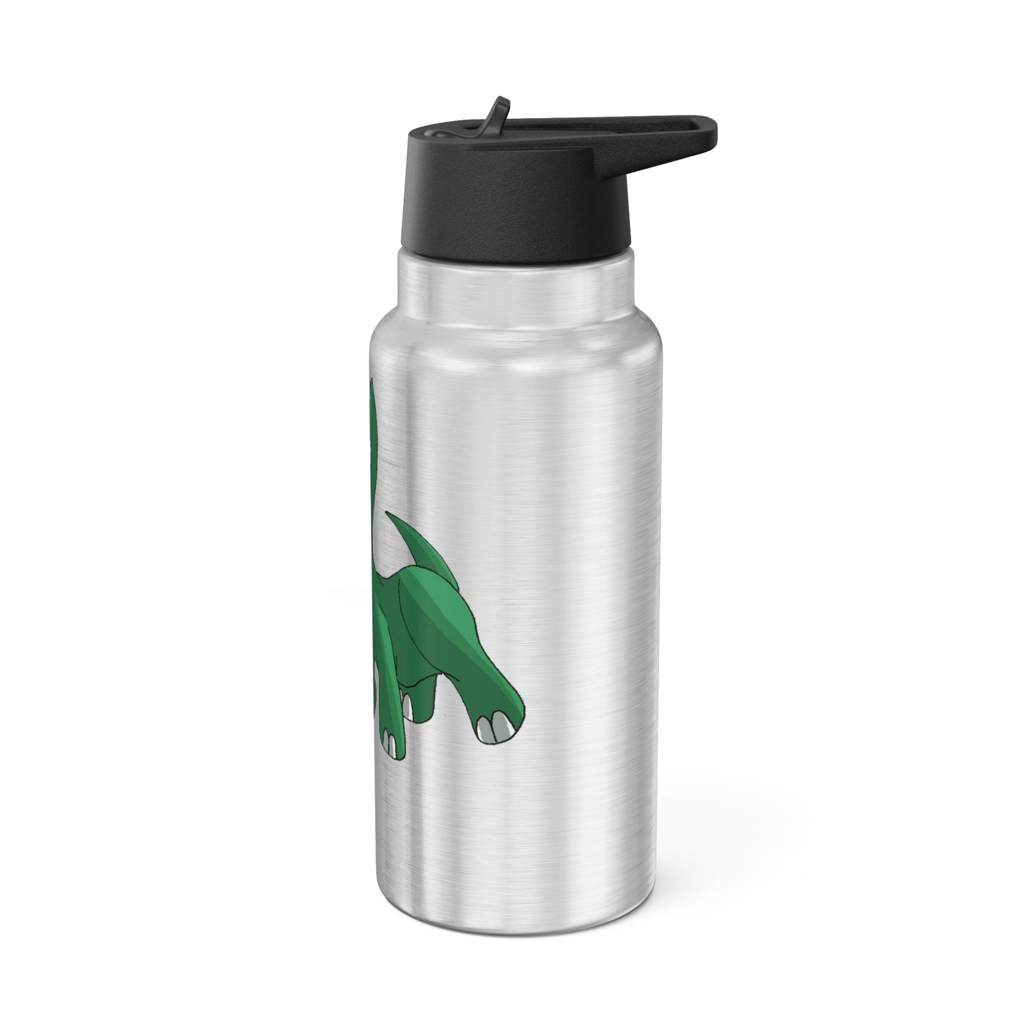 Treevetop Gator Tumbler in stainless steel with a black cap and straw, showcasing a customizable design.