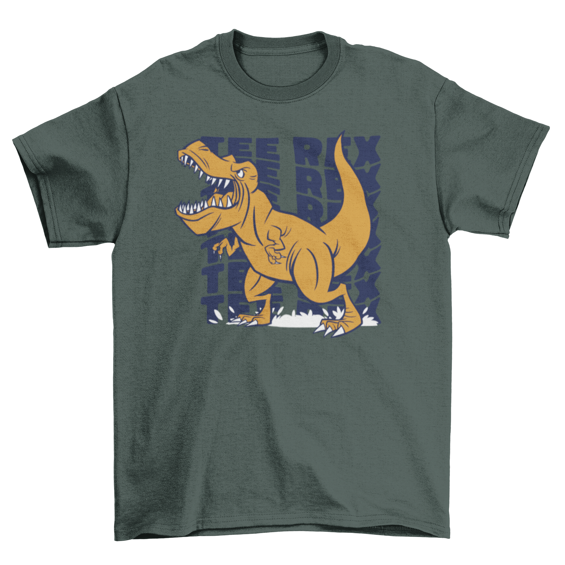 A stylish t-shirt featuring a fierce T-rex graphic and the quote 'Tee rex', perfect for dinosaur enthusiasts.