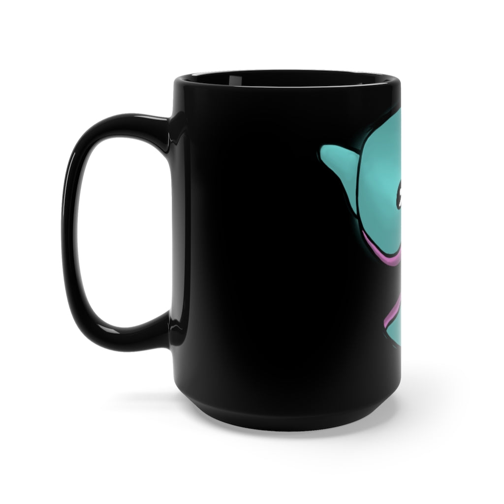 Troffle Black Mug 15oz, a stylish black ceramic mug with rounded corners and a C-handle, perfect for coffee and tea lovers.