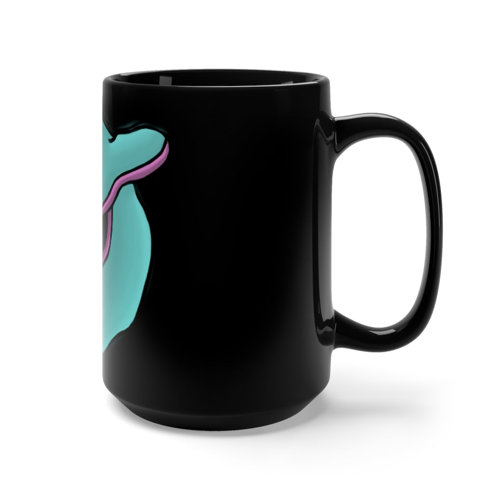 Troffle Black Mug 15oz, a stylish black ceramic mug with rounded corners and a C-handle, perfect for coffee and tea lovers.