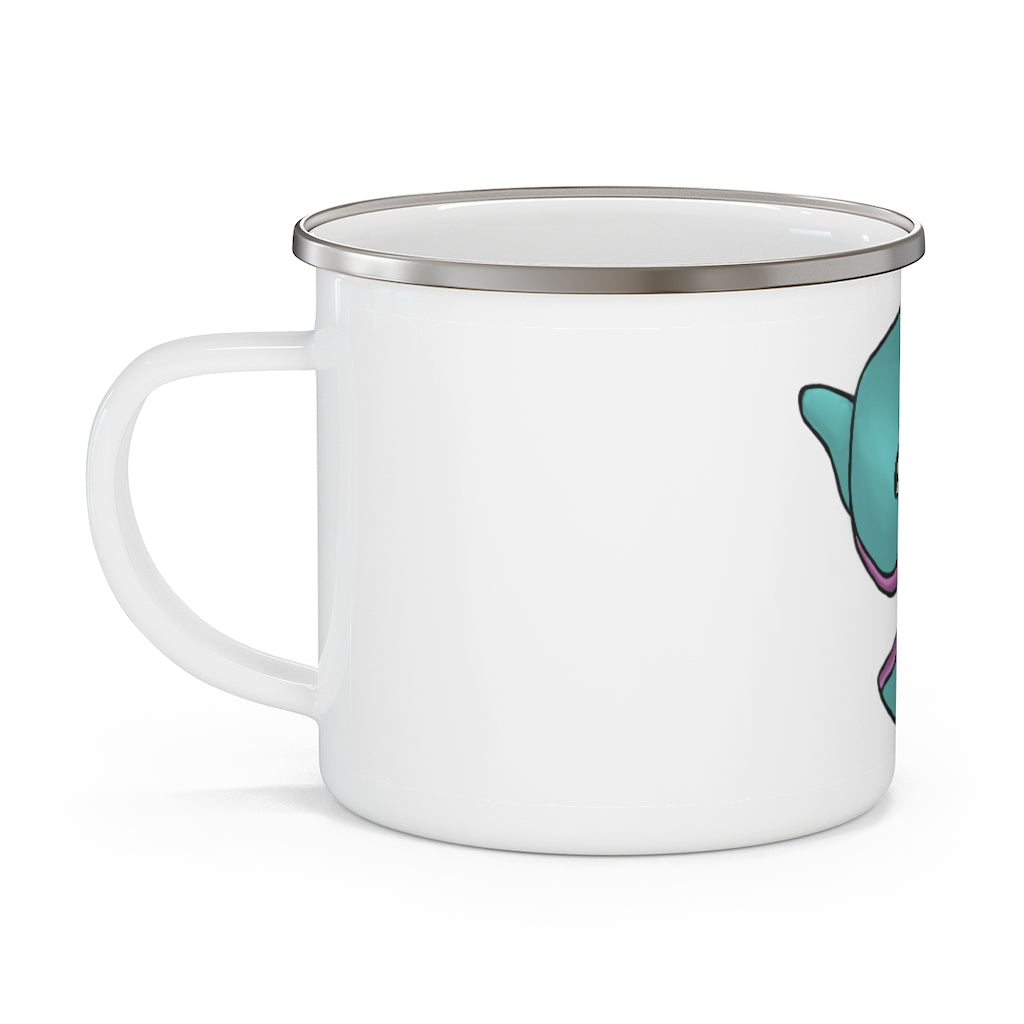 Troffle Enamel Camping Mug with a stylish design, featuring a C-handle and rounded corners, perfect for outdoor adventures.