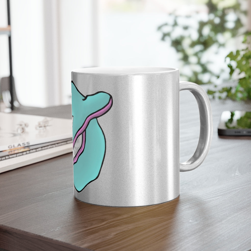 Troffle Metallic Mug in Silver and Gold finishes, showcasing personalized designs and a comfortable C-handle.