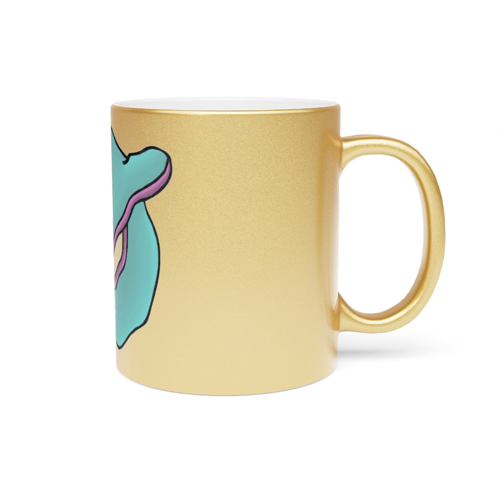 Troffle Metallic Mug in Silver and Gold finishes, showcasing personalized designs and a comfortable C-handle.