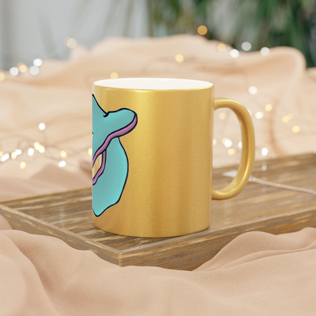 Troffle Metallic Mug in Silver and Gold finishes, showcasing personalized designs and a comfortable C-handle.