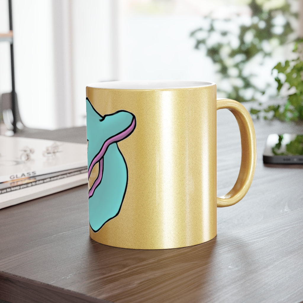 Troffle Metallic Mug in Silver and Gold finishes, showcasing personalized designs and a comfortable C-handle.