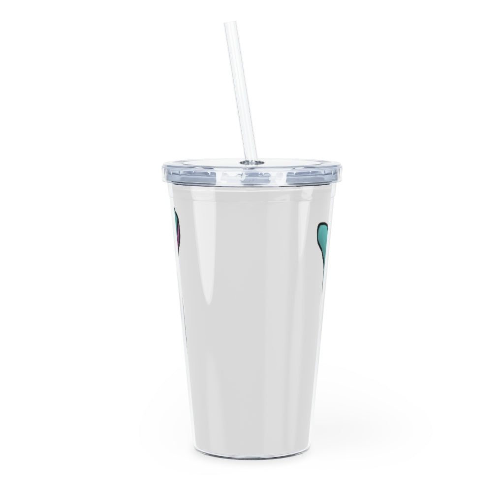 Troffle Plastic Tumbler with Straw, featuring a customizable design, lid, and straw, perfect for events and personal use.