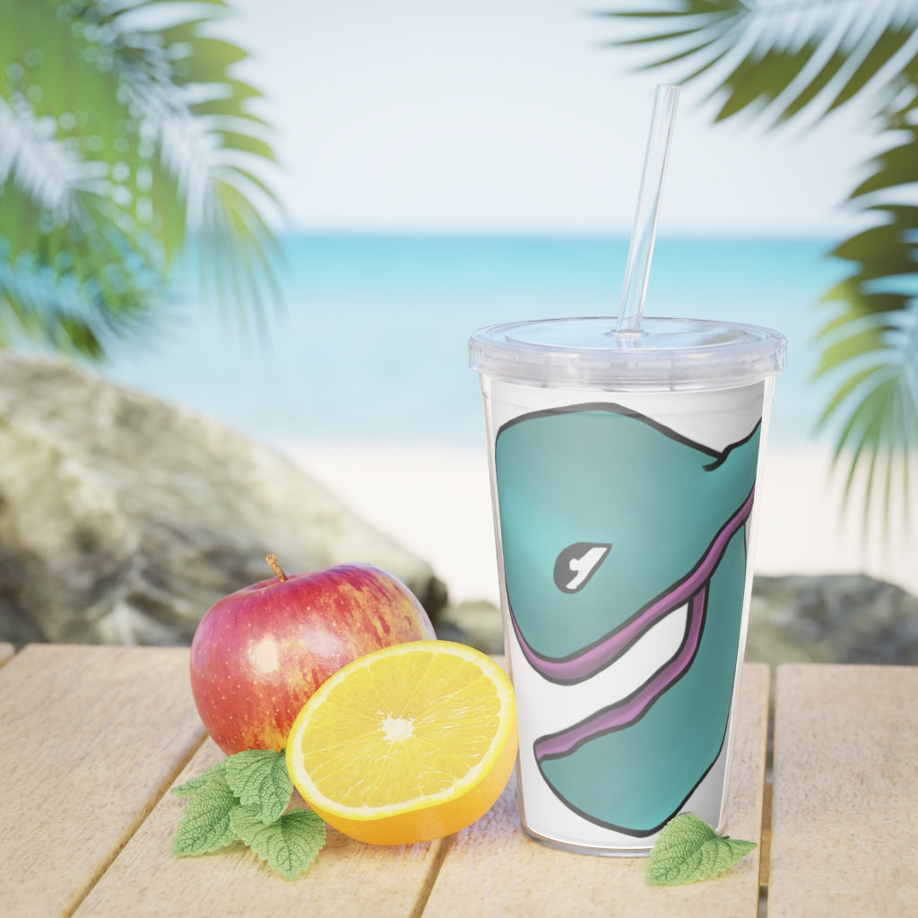 Troffle Plastic Tumbler with Straw, featuring a customizable design, lid, and straw, perfect for events and personal use.