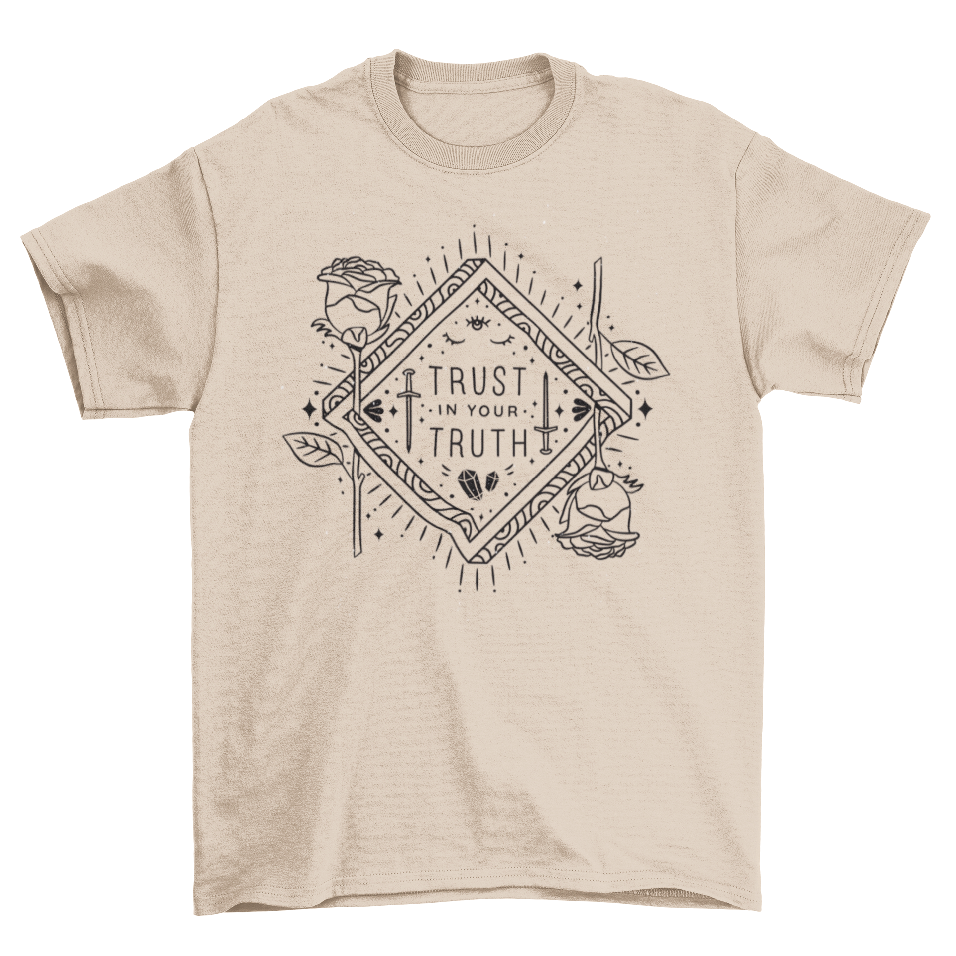 A stylish t-shirt featuring the motivational quote 'Trust in your truth' in bold lettering, perfect for casual wear.