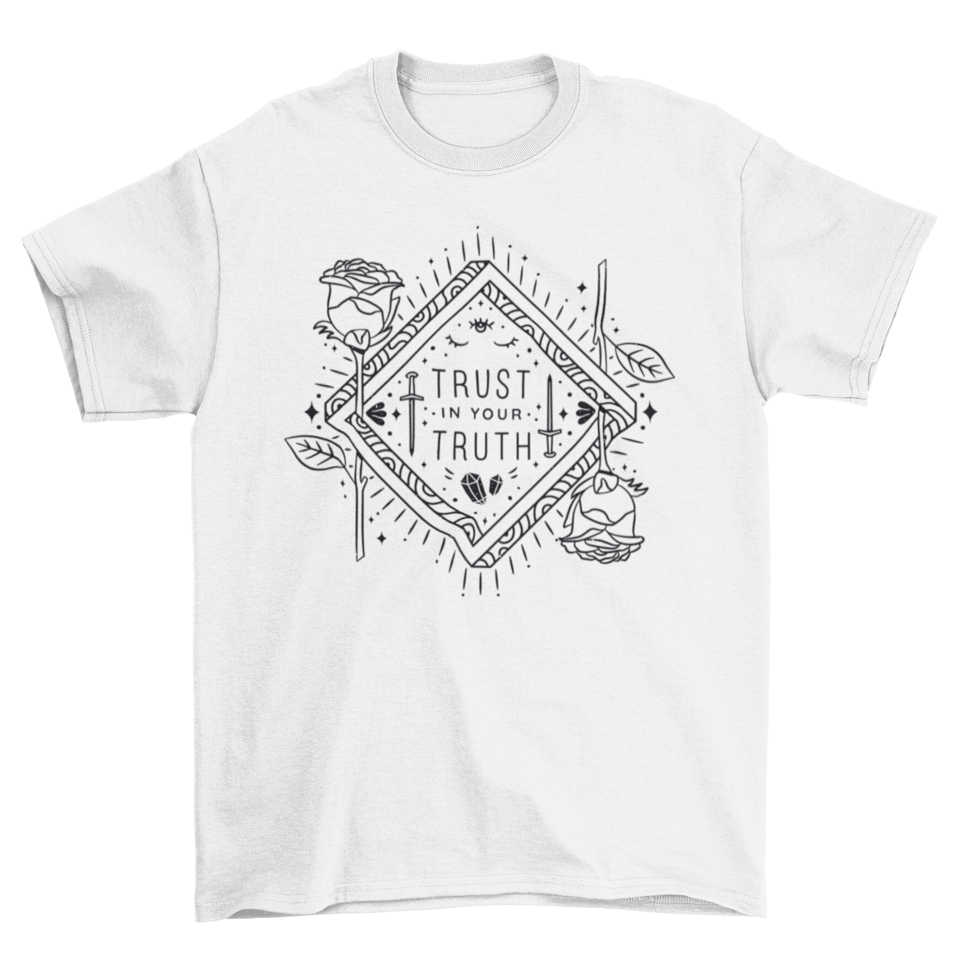 A stylish t-shirt featuring the motivational quote 'Trust in your truth' in bold lettering, perfect for casual wear.